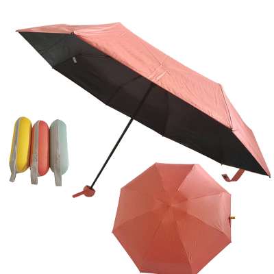 New Lights and Small Mini Umbrella with Cute Capsule Case,5 Folding Compact Pocket Umbrella