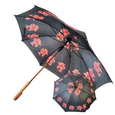 23inch straight umbrella with wooden shaft wooden handle umbrella