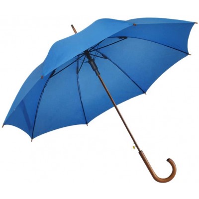 Stick Umbrella Automatic Open Curved Wooden Hook Handle Bule Umbrellas with Classic J Handle 48" Arc Classic Windproof for men