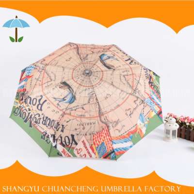 earth map printed auto open and close folding umbrella