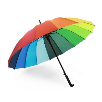 cheapest rain bow umbrella 16ribs 16colors umbrellas automatic umbrellas